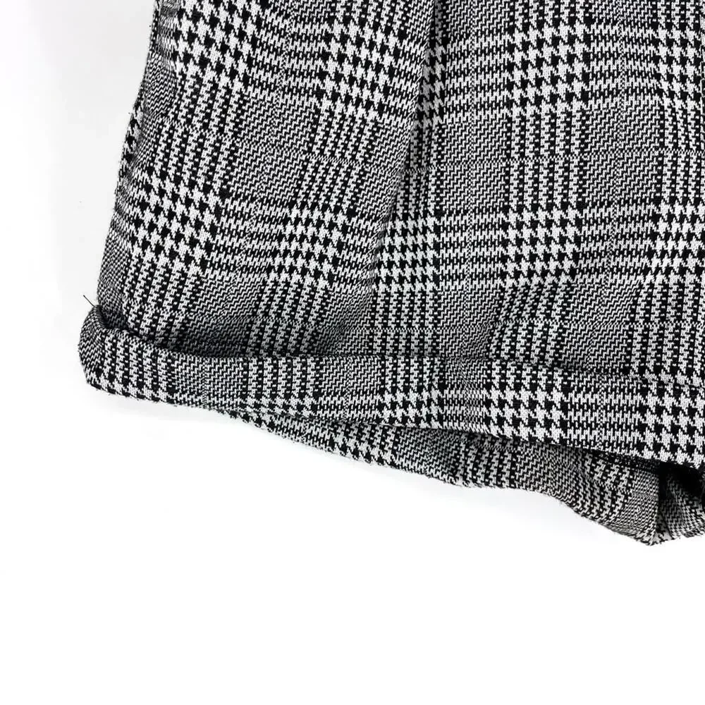 Haute Monde Glen Plaid Cuffed Shorts High Rise Beige Black Size Small - Picture 3 of 7